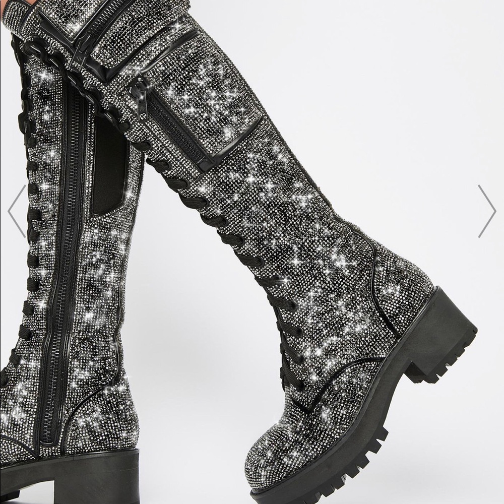 Blinged out combat boots